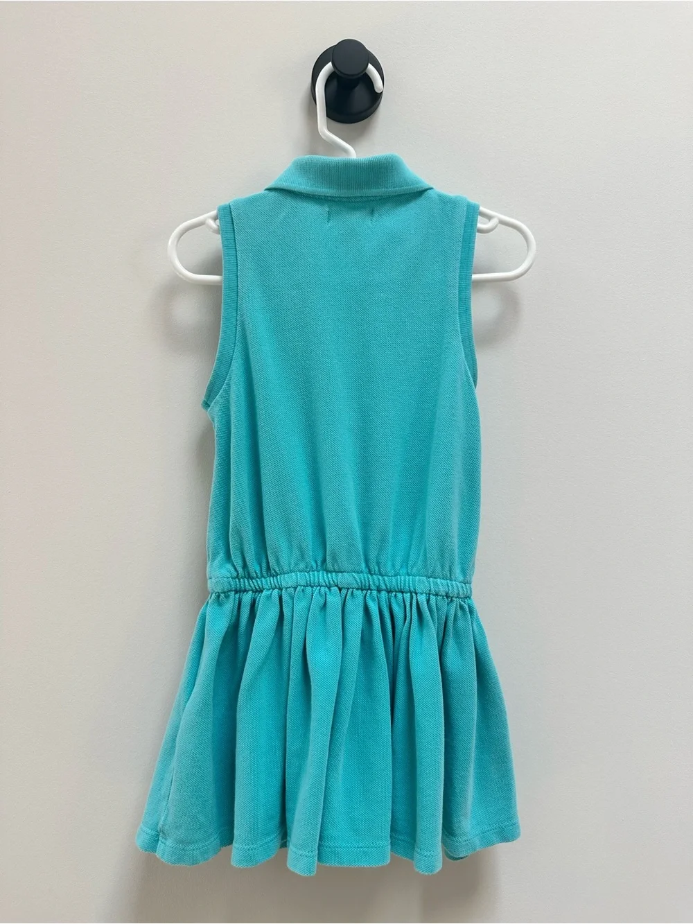 Ralph Lauren Turquoise Sleeveless Polo Dress with Pink Pony & Drawstring, 24M